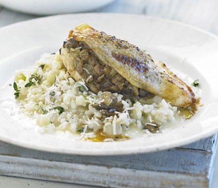 Mushroom-stuffed chicken with lemon thyme risotto recipe
