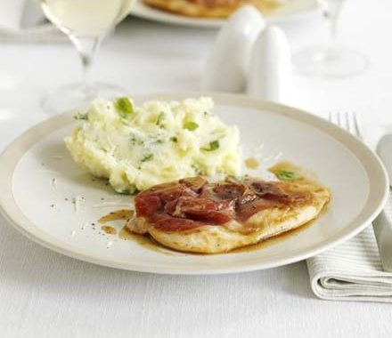 Chicken saltimbocca with basil mash recipe