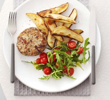 Italian pork patties with potato wedges recipe 
