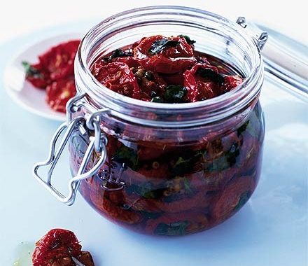 Slow-cooked tomatoes with basil recipe