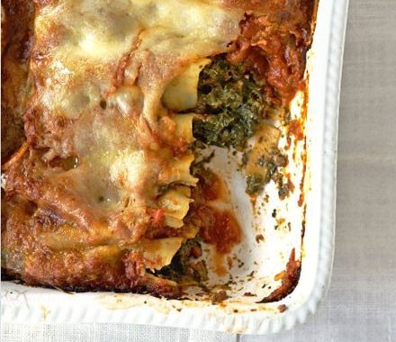 Spinach & three cheese cannelloni recipe