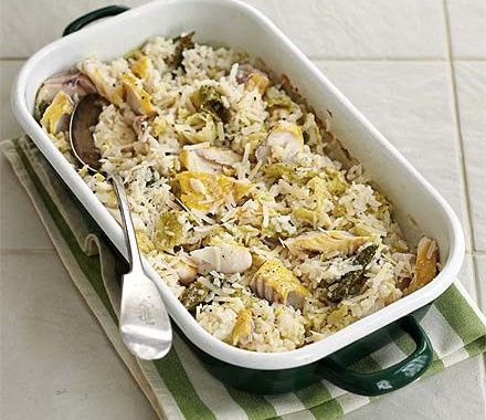 Baked haddock & cabbage risotto recipe