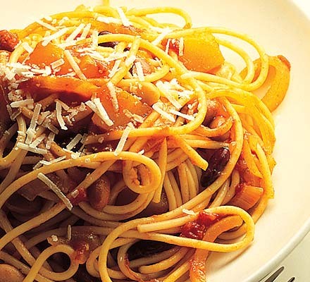 Pumpkin & bean spaghetti recipe 