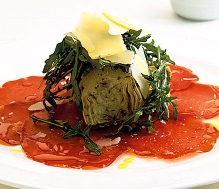 Bresaola with rocket & artichokes recipe