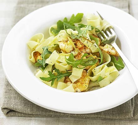 Pasta with lemon butter prawns recipe 