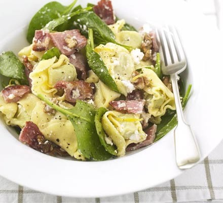 Tortellini with ricotta, spinach & bacon recipe 