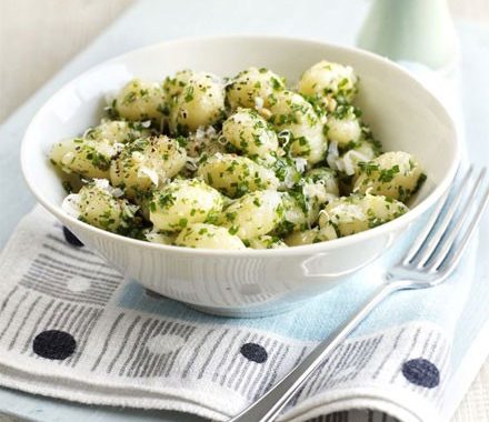 Gnocchi with lemon & chive pesto recipe