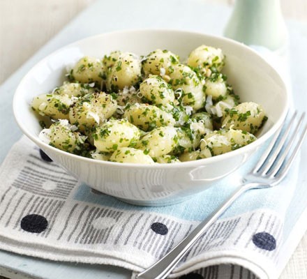 Gnocchi with lemon & chive pesto recipe 