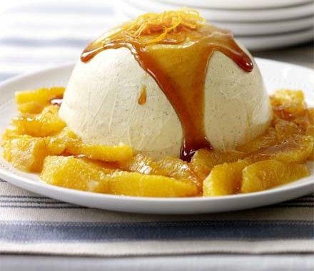 Vanilla panna cotta with caramelised orange recipe