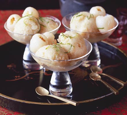 Refreshing lychee & lime sorbet recipe 