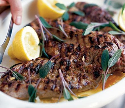 Barbecued pork with sage, lemon & prosciutto recipe
