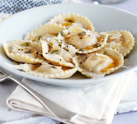 Sweet potato & goat's cheese ravioli recipe 