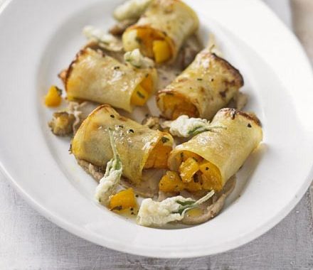 Butternut squash in potato cannelloni recipe
