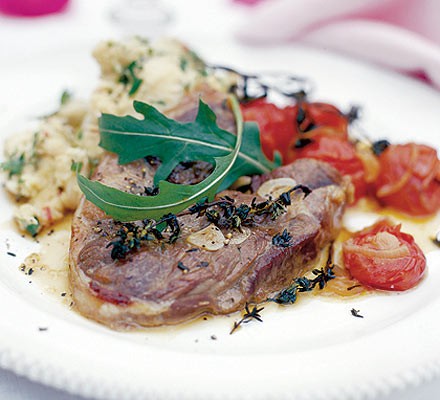 Marinated lamb steaks with paprika roast tomatoes & butterbean smash recipe 
