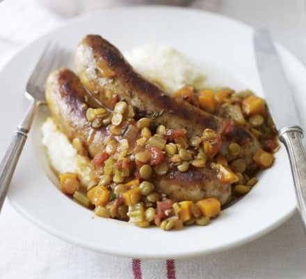 Italian sausage stew with rosemary garlic mash recipe 