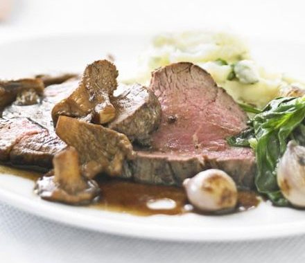 Seared beef with wild mushrooms & balsamic recipe