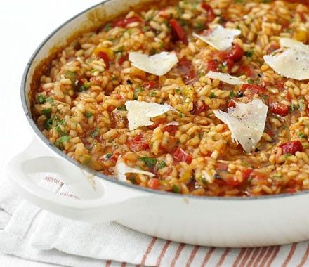 Oven-baked red pepper risotto recipe