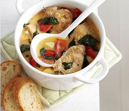 Summer chicken & basil stew recipe