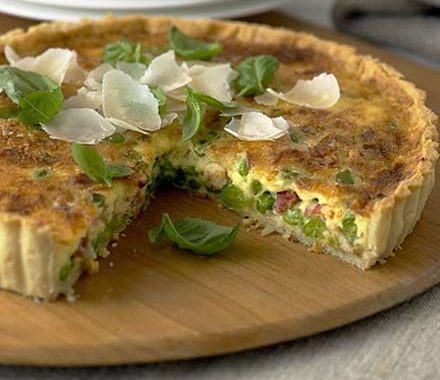 Basil, pea & pancetta tart recipe