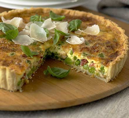 Basil, pea & pancetta tart recipe 