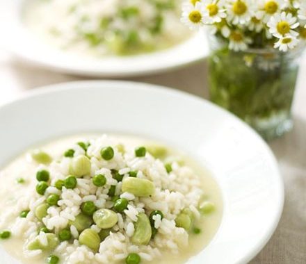 Risotto with peas & broad beans recipe