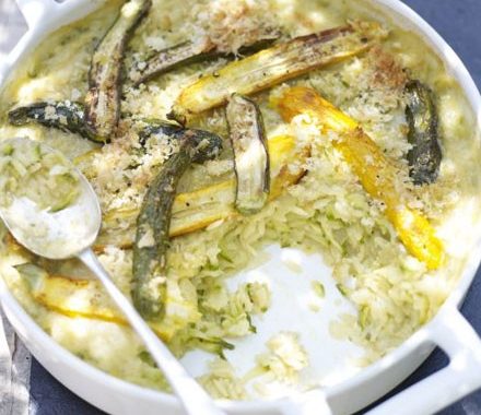 Courgette & orzo bake recipe