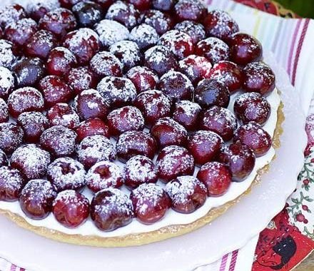 Cherry, almond & lemon mascarpone tart recipe