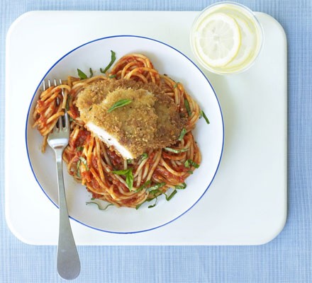 Pork Milanese with spaghetti recipe 
