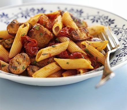 Sausage, mushroom & tomato pasta recipe