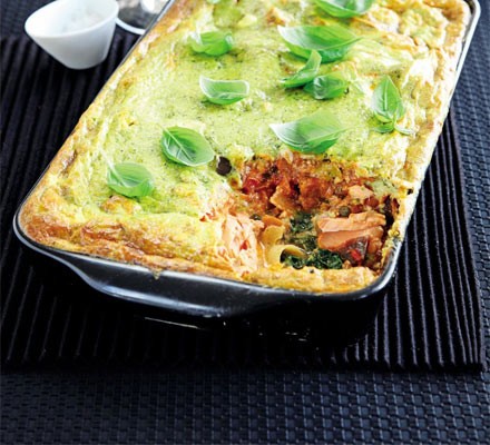 Baked salmon & aubergine cannelloni recipe 