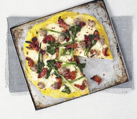 Polenta tart with sausage & broccoli recipe
