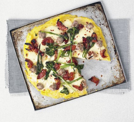 Polenta tart with sausage & broccoli recipe 