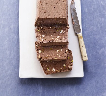 Chocolate, pistachio & nougat semifreddo recipe 