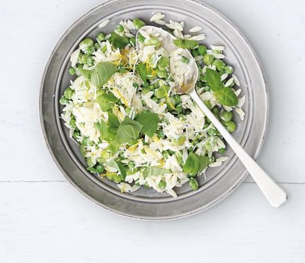 Broad bean, pea & orzo salad recipe