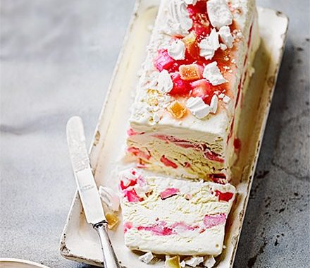 Rhubarb ripple semi-freddo recipe