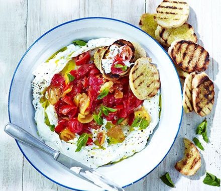 Ricotta dip with crushed tomatoes & bruschetta recipe