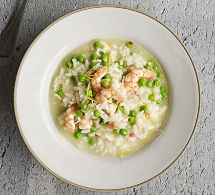 Lemony prawn & pea pressure cooker risotto recipe 