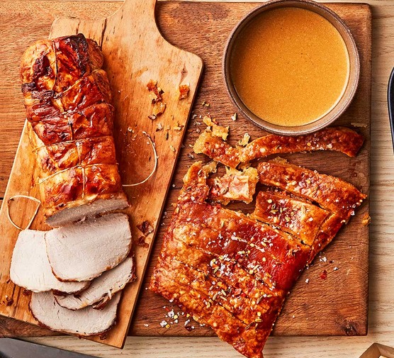 Herb-roasted pork in milk with crackling recipe 