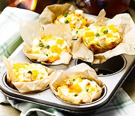 Squash, pea & feta frittatinis recipe