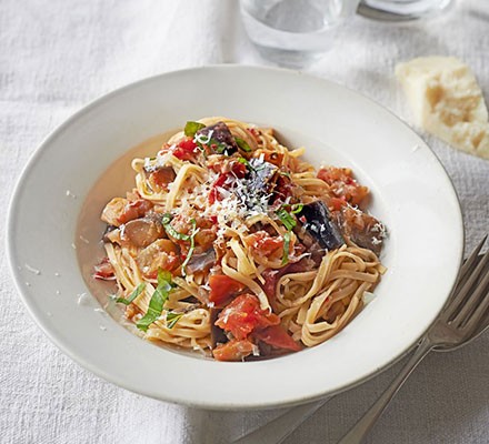 Aubergine & chilli tagliolini recipe 