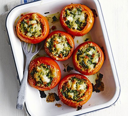 Tomatoes stuffed with pesto rice recipe 
