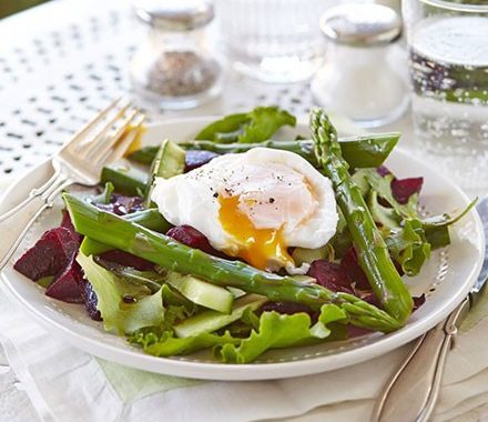 Asparagus salad with a runny poached egg recipe