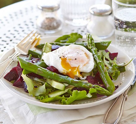 Asparagus salad with a runny poached egg recipe 