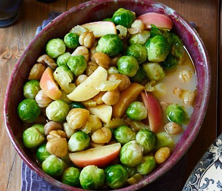 Braised chestnuts, apples & brussels sprouts recipe