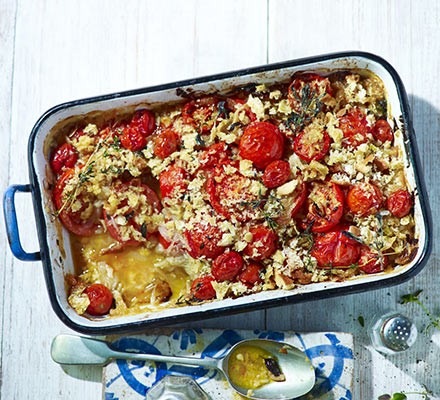 Crunchy baked tomato & onion gratin recipe 