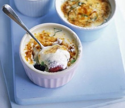 Iced raspberry & basil brûlées recipe