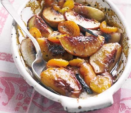 Roasted stone fruits with vanilla recipe