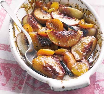 Roasted stone fruits with vanilla recipe 
