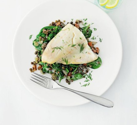 Smoked haddock with lemon & dill lentils recipe 