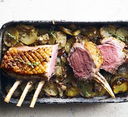 Rack of lamb with new potato, onion & thyme gratin recipe 